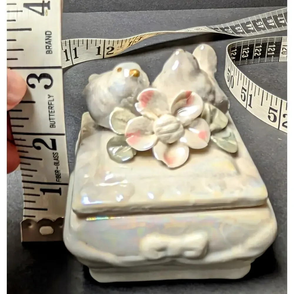 Vtg Lusterware Porcelain Trinket Box 3